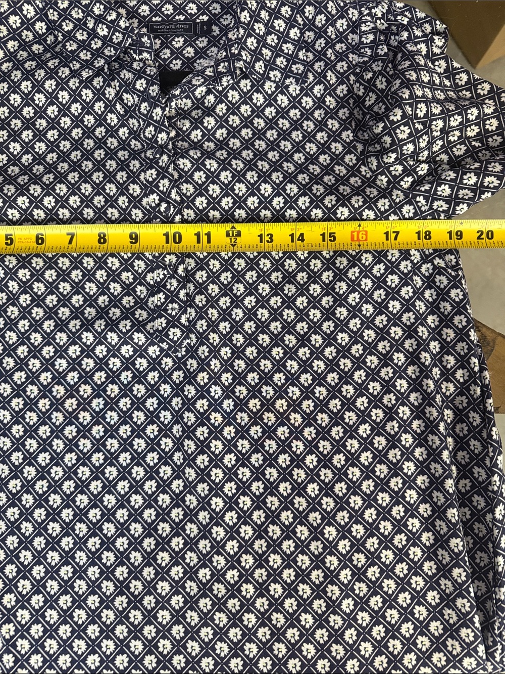 Vineyard Vines Navy and White Printed Silk Blend Shirt Dress - Picture 7 of 8